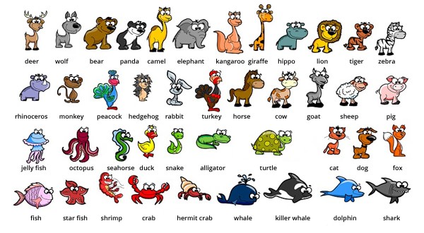 Названия животных на английском языке<br>