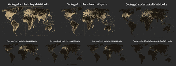 Геометки статей из Википедии разных стран
